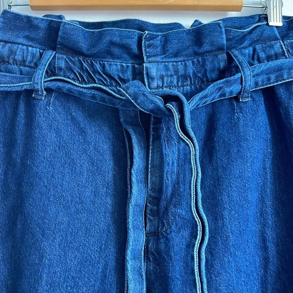 Boden Wide Leg Paperbag belted waisted hi rise Jean trouser pants sz 8 - Picture 5 of 8